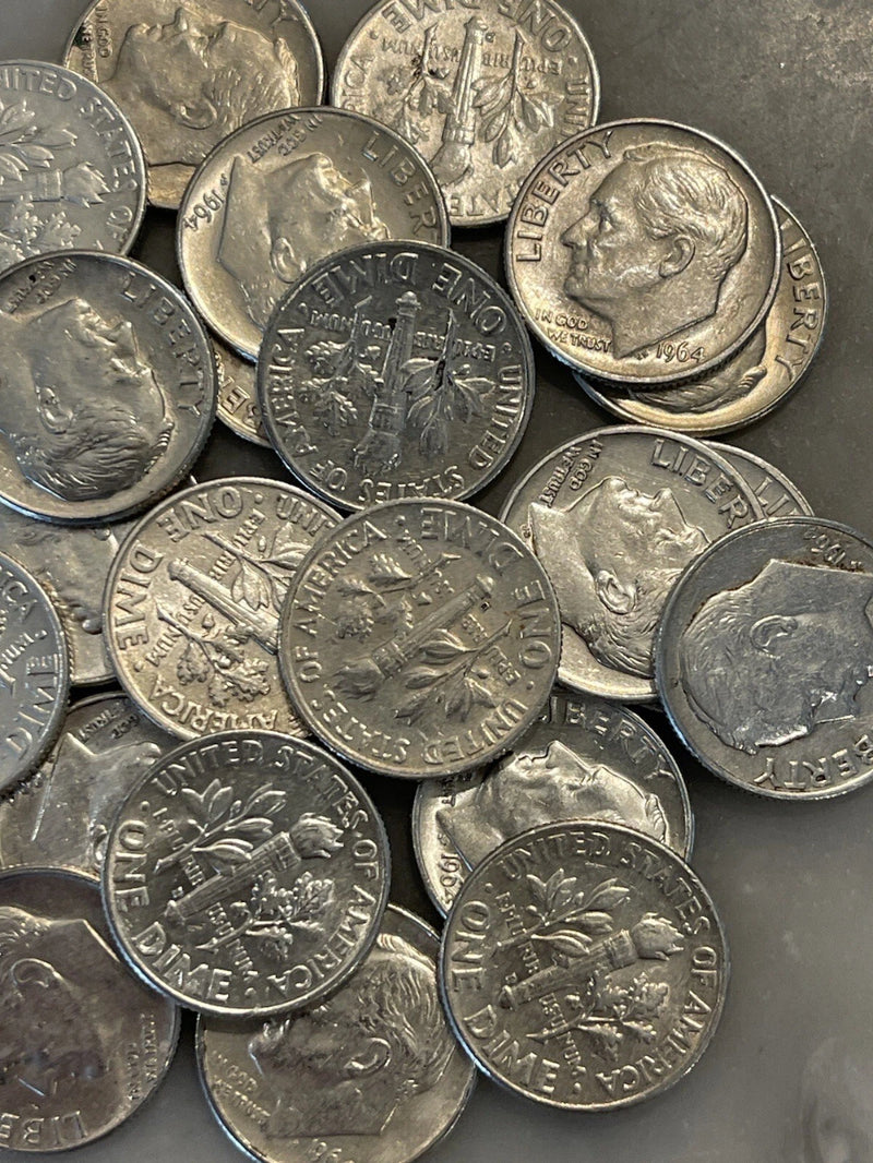 [Lot of 25] 1964 Roosevelt Dimes - ALL 1964 - 90% Silver CHOOSE # LOTS!-2