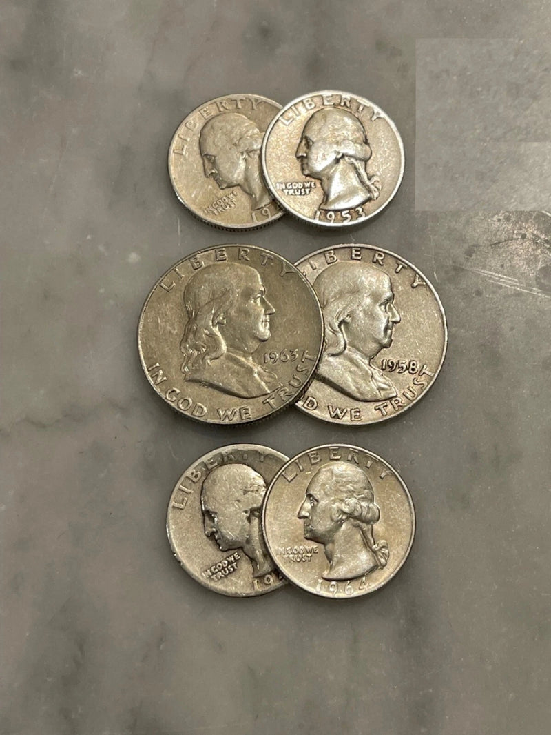 $2 Face 90% Silver (2) Franklin Half Dollar (4) Quarters - Choose How Many Lots!-3