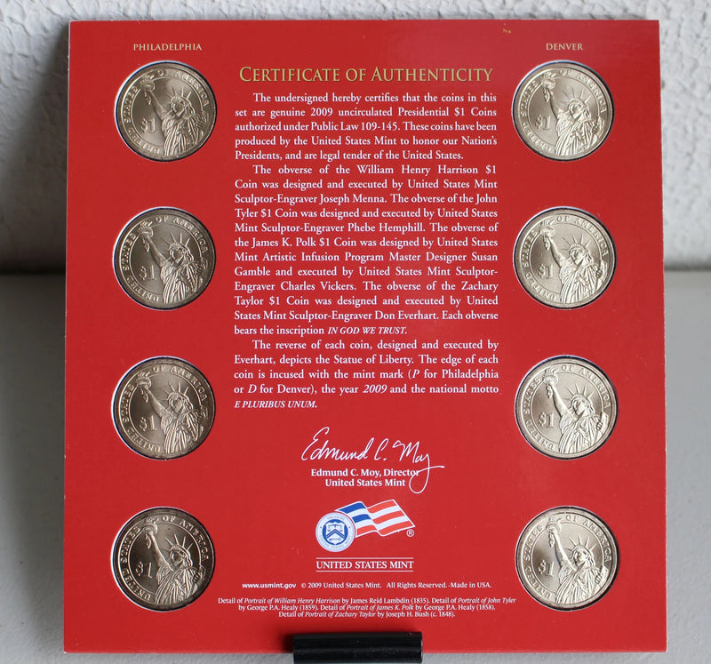 2009 Presidential $1 Coin Uncirculated Set 8 Golden BU P + D Dollar US Mint Set-2