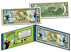 POPEYE & GANG Genuine Legal Tender U.S. $2 Bill *OFFICIALLY LICENSED* w/ Holder-1