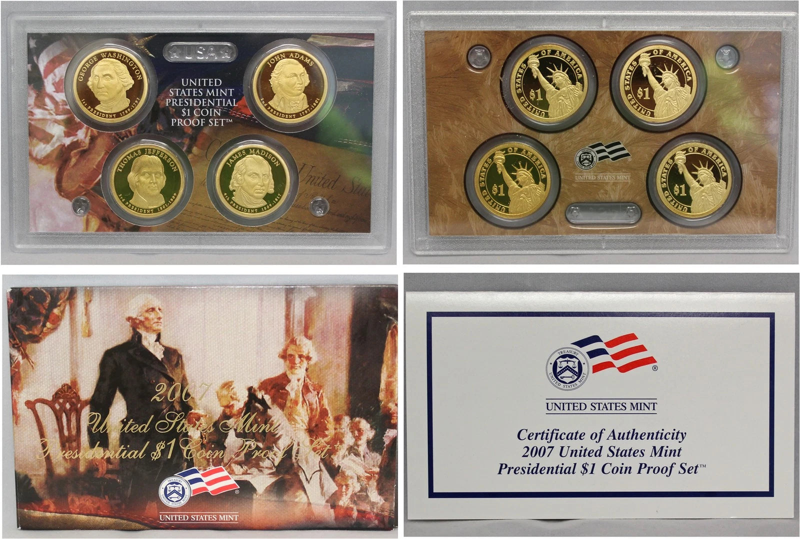 2007 Presidential Dollar US Mint Proof Set (OGP) 4 coins-2