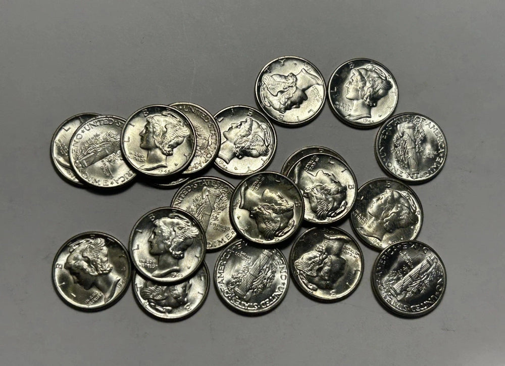 Estate Coin Lot 10x Mercury Dimes Uncirculated 90% ✯ Silver Coins Unc ✯ 10x-3