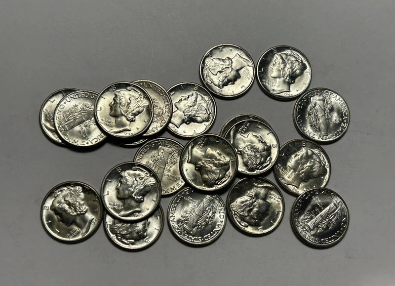 Estate Coin Lot 10x Mercury Dimes Uncirculated 90% ✯ Silver Coins Unc ✯ 10x-3