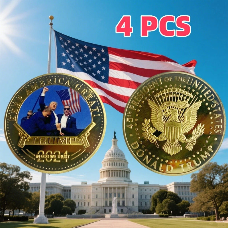 4 PCS 2024 President Trump Commemorative Coin Take America Back Metal Coin-2
