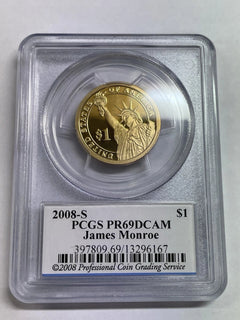 2008-S James Monroe One Dollar PCGS- PR 69 D CAM.-2