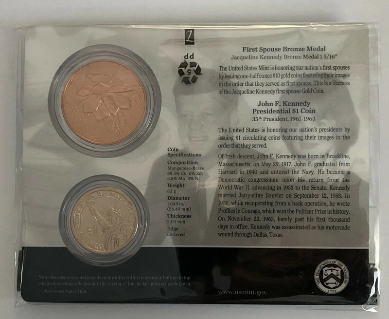 2015 Presidential John F. Kennedy $1 Coin And First Spouse Medal Set-2