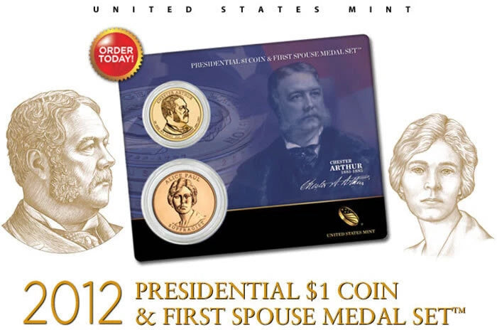 Chestar Arthur Presidential $1 Coin & First Spouse Medal Set-1