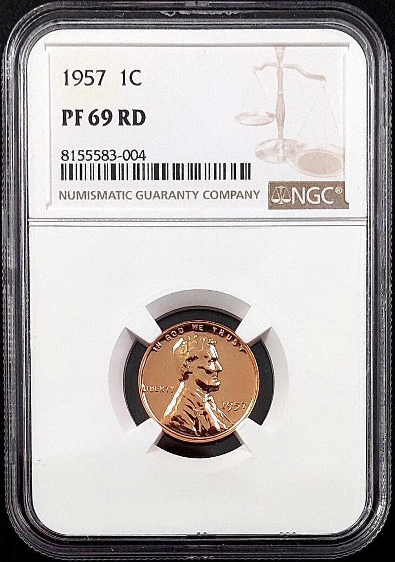 1957 Proof Lincoln Cent certified PF 69 RD by NGC! sku 83004