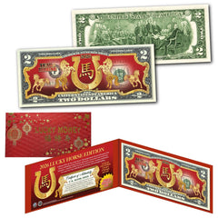 2026 Chinese New Year LUCKY HORSE EDITION Year of HORSE $2 Bill Envelope & Folio-1