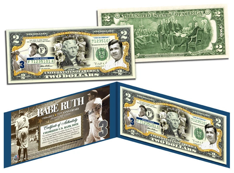 BABE RUTH *New York Yankees* Legal Tender U.S. $2 Bill *OFFICIALLY LICENSED*-2