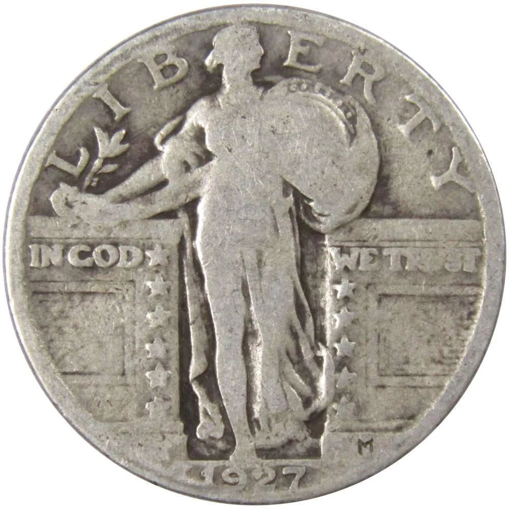 1927 Standing Liberty Quarter Circulated Silver 25c Coin Collectible-1