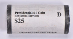 2012 D Benjamin Harrison Presidential $1 Dollar Coin $25 US Mint Roll Unopened-2