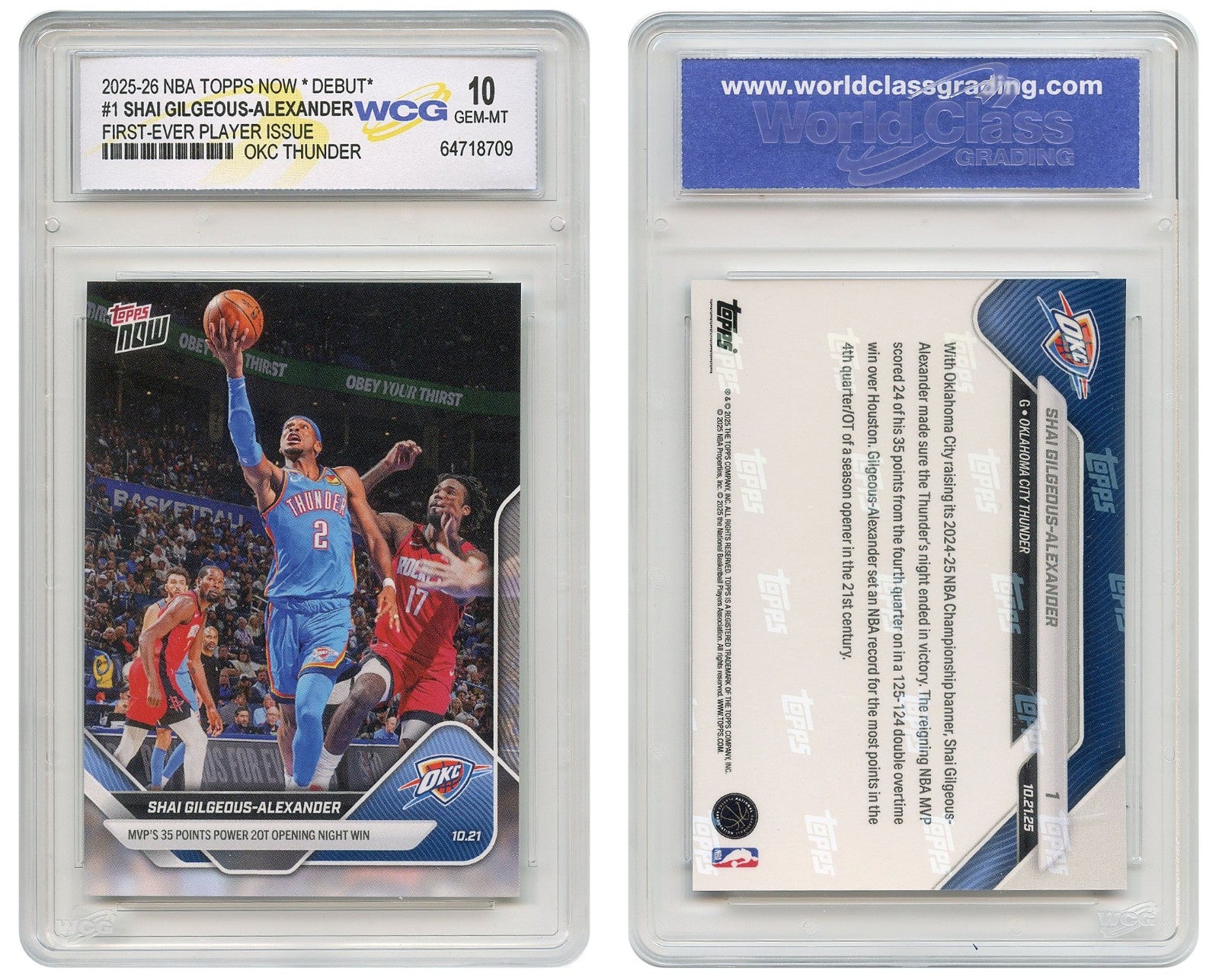 2025 NBA Topps Now SHAI GILGEOUS-ALEXANDER 1st Player Issue Card #1 GEM-MINT 10-4