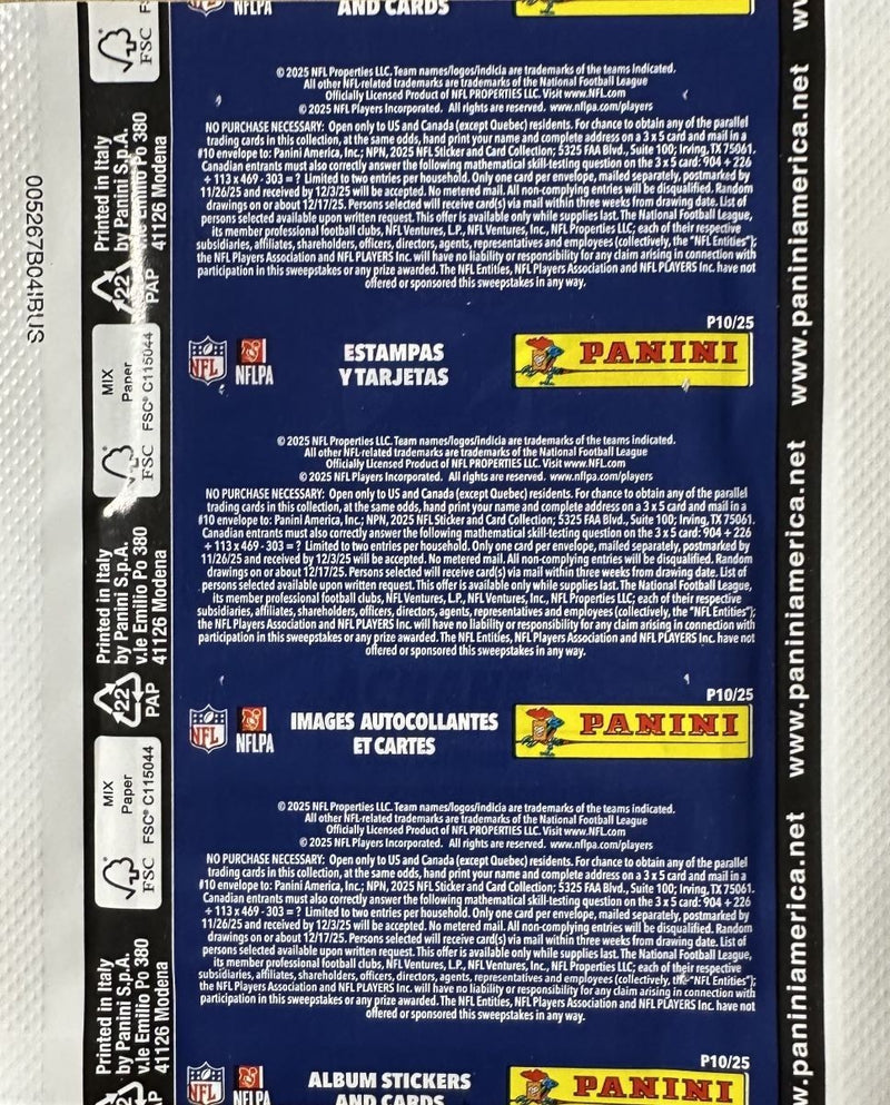 2025 Panini NFL Football Sticker Collection Box 50 Packs 250 Stickers 50 Cards-5