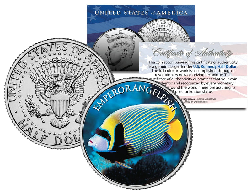 EMPEROR ANGELFISH *Fish Series* JFK Kennedy Half Dollar U.S. Colorized Coin-1