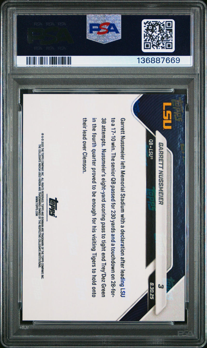 PSA 9 Garrett Nussmeier Gold Foil 18/50 #3 2025 Bowman U Now 136887669-2