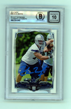 Zack Martin 2014 Topps #406 Signed Rookie RC Beckett Wit BAS BGS 10 Auto Cowboys-1
