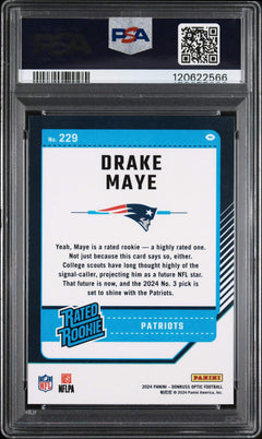 Graded 2024 Panini Donruss Optic Drake Maye #229 Rookie RC Football Card PSA 10-2