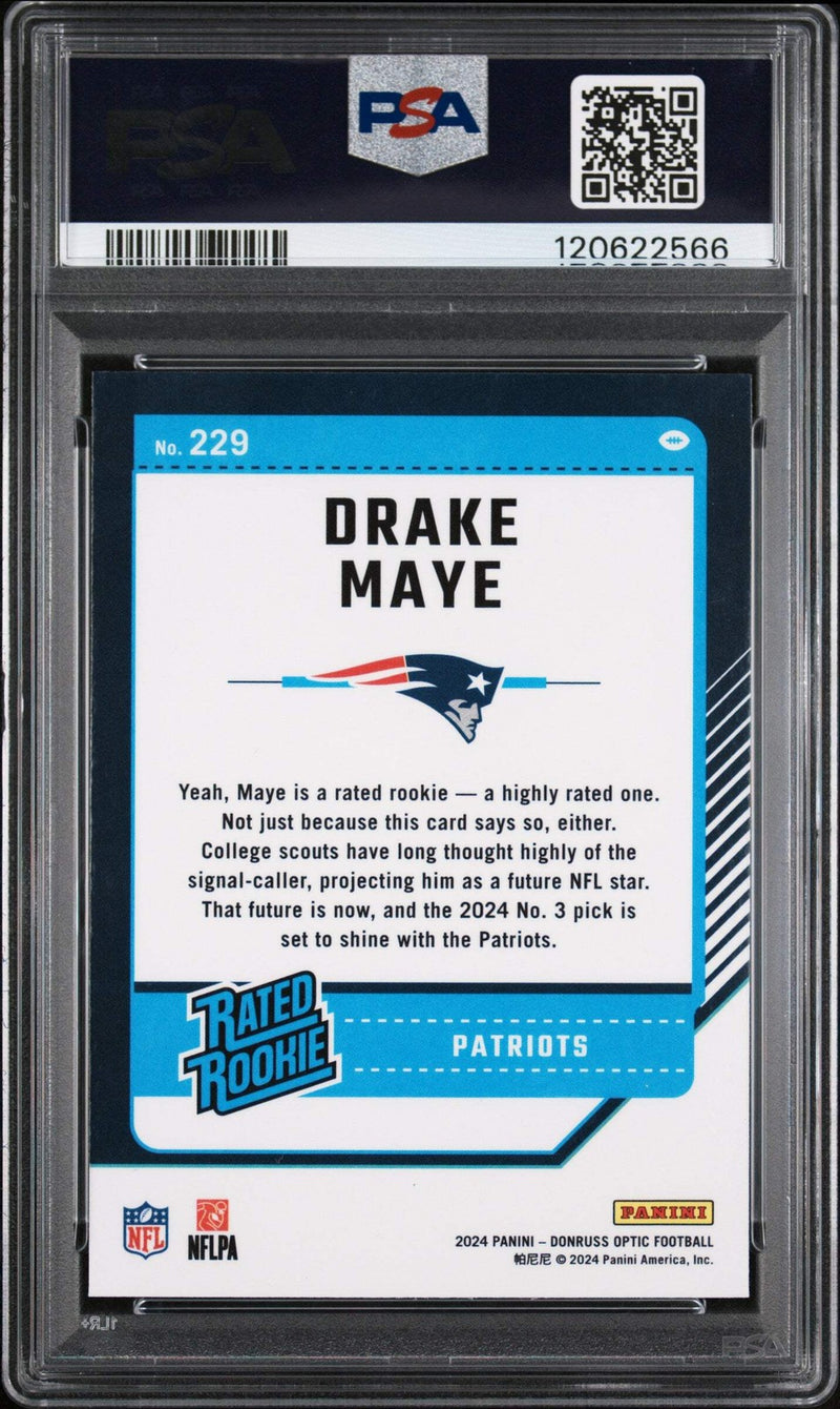 Graded 2024 Panini Donruss Optic Drake Maye #229 Rookie RC Football Card PSA 10-2
