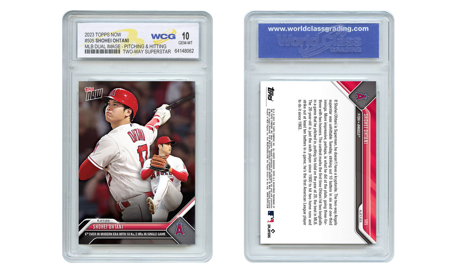 2023 MLB Topps Now SHOHEI OHTANI Two-Way Superstar Card #505- Graded GEM MINT 10