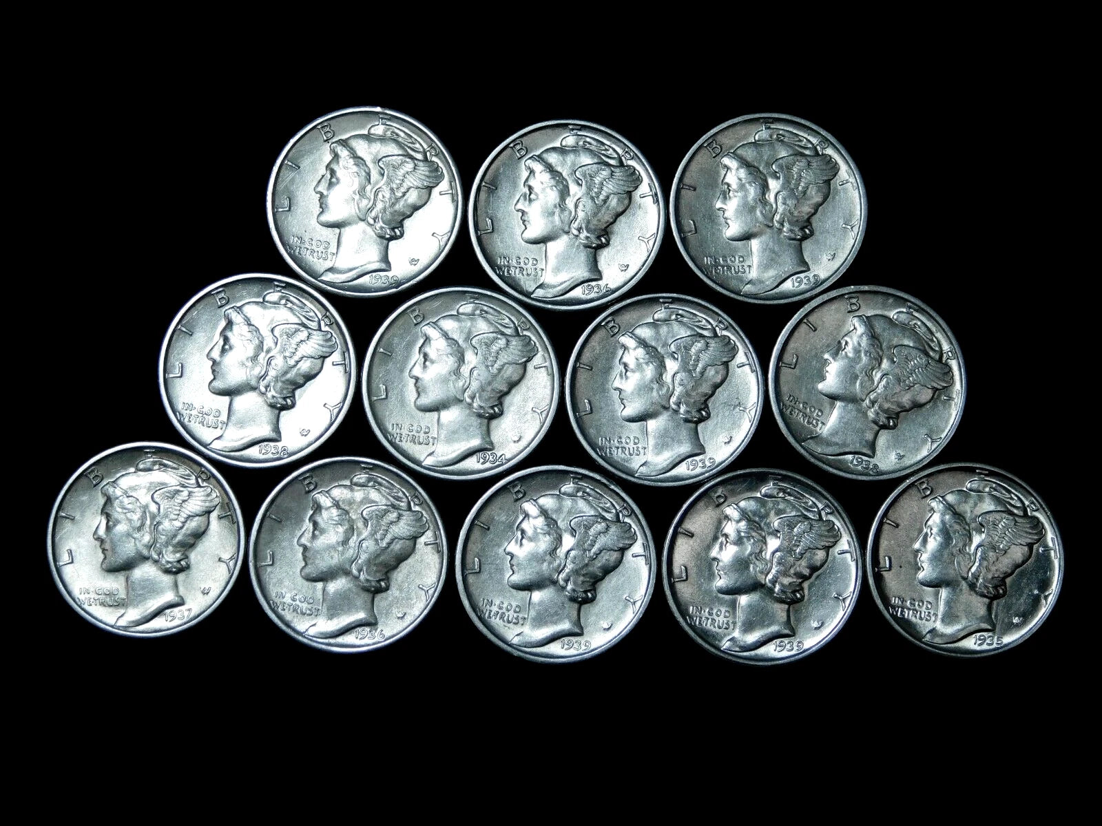 ✯ Estate Coin Lot Mercury Silver Dimes UNC+ MS++ BU ✯ 90% Silver RARE ✯-4