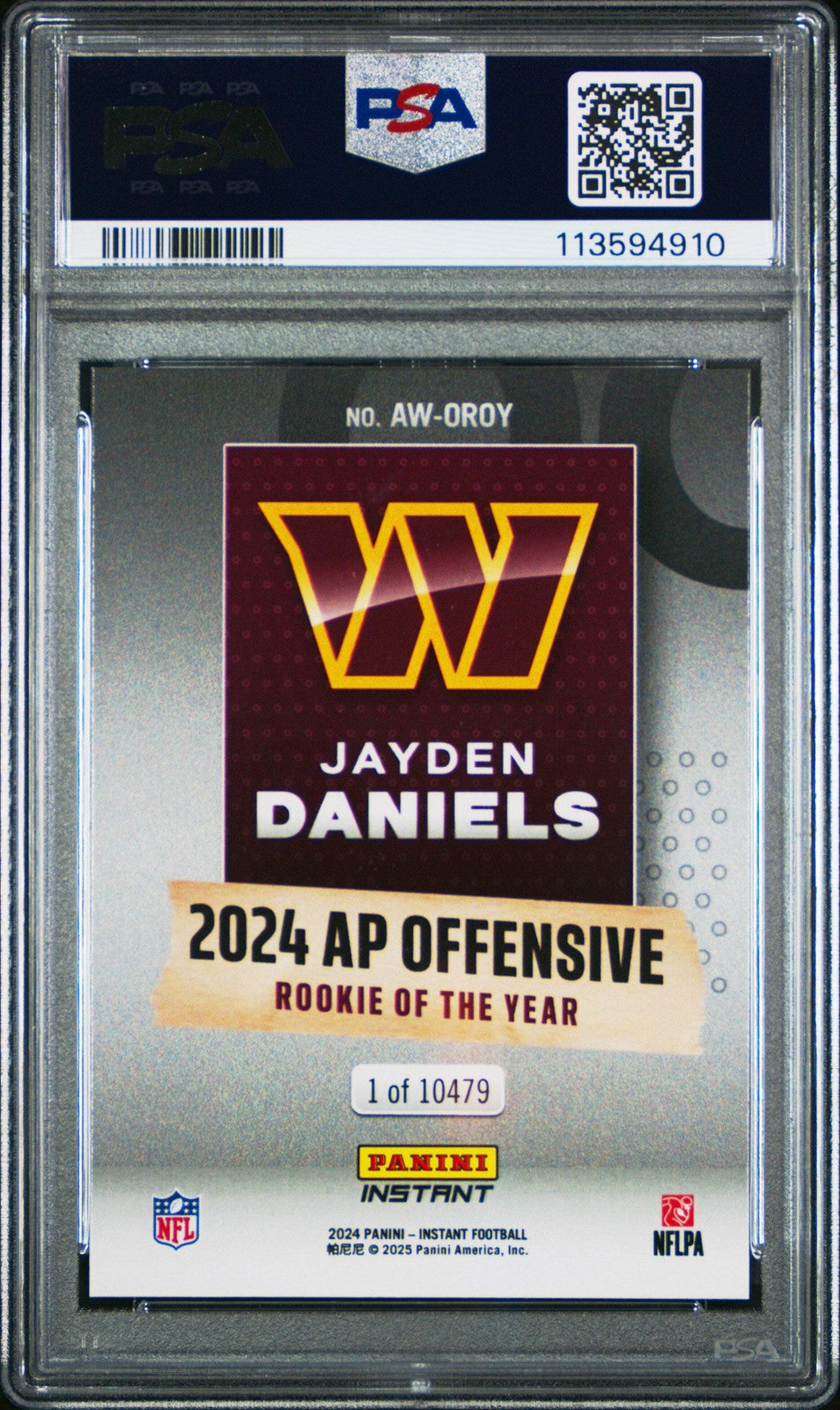 Graded 2024 Panini Instant Jayden Daniels #OROY Award Winners Rookie Card PSA 10-2