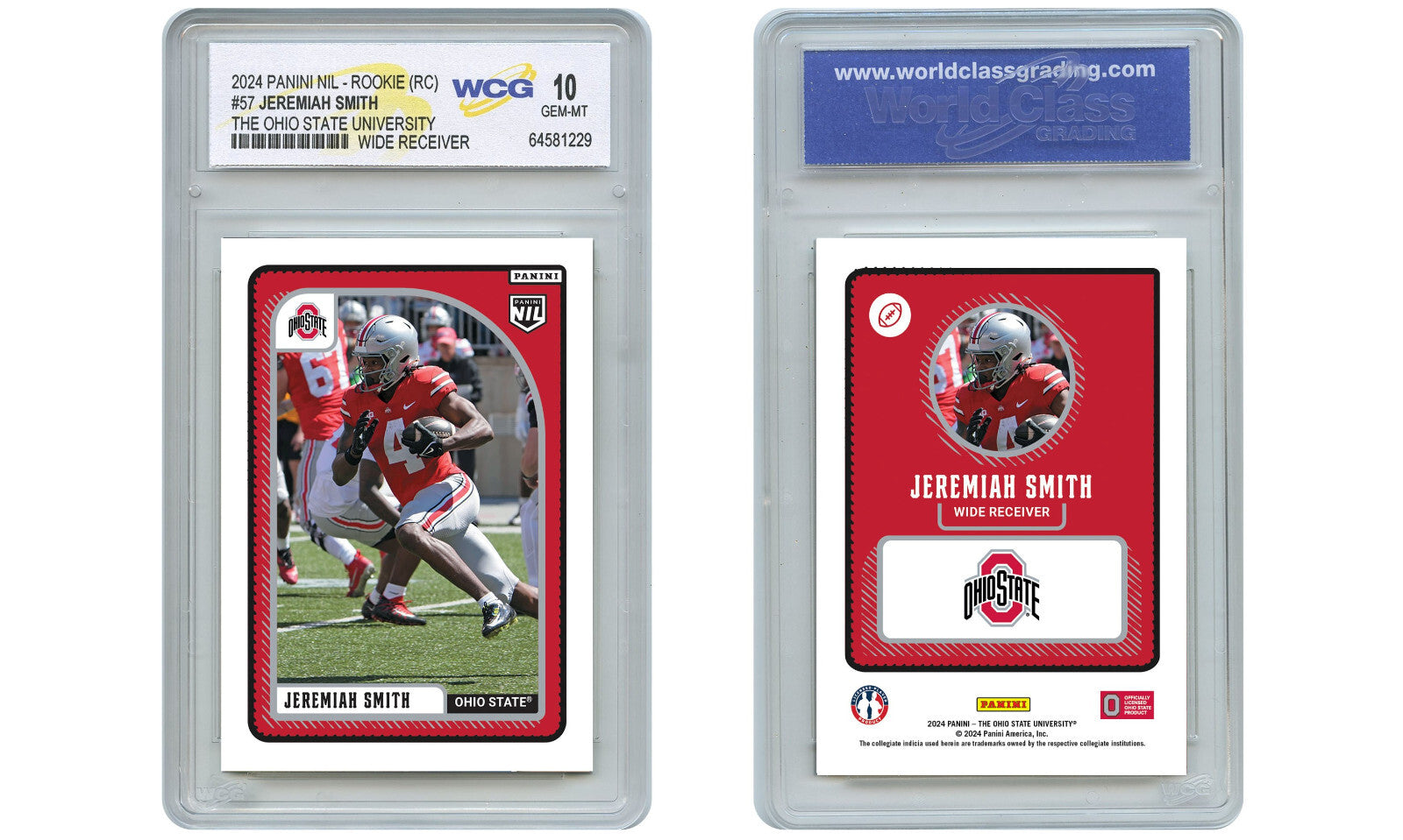 2024 Panini NIL JEREMIAH SMITH WR The Ohio State ROOKIE Card #57 - GEM MINT 10
