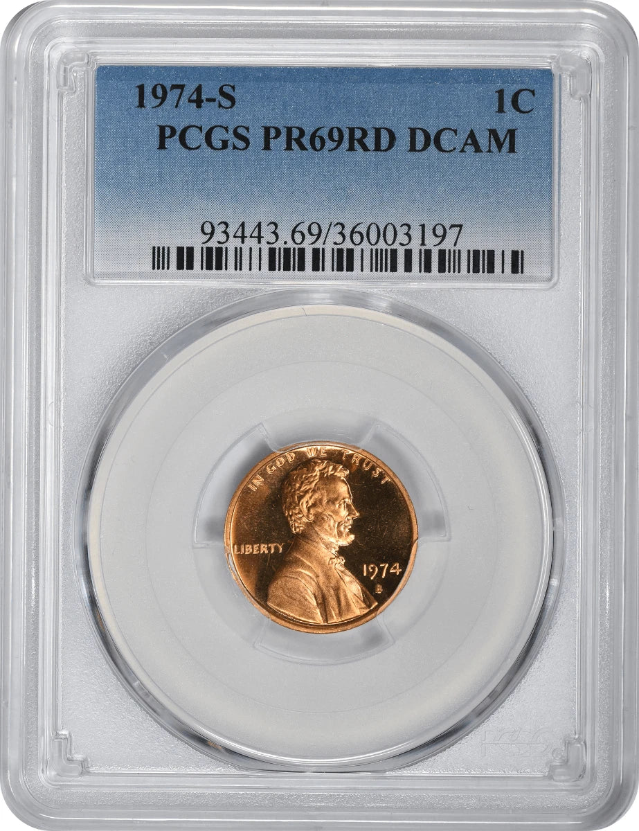 1974-S Lincoln Cent PR69RD DCAM PCGS-1