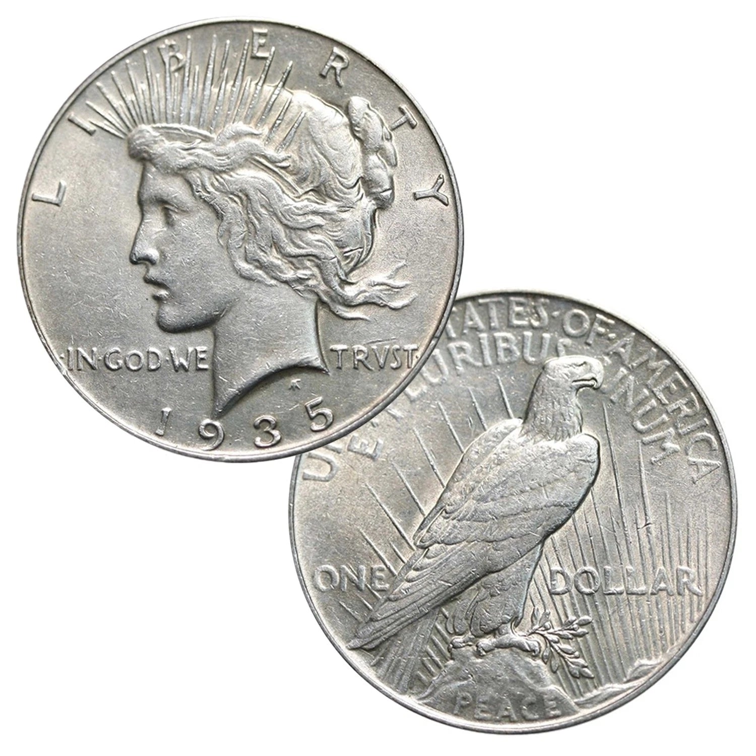 1922-1935 - Dólar de la Paz de Plata al 90%, Aproximadamente Sin Circular