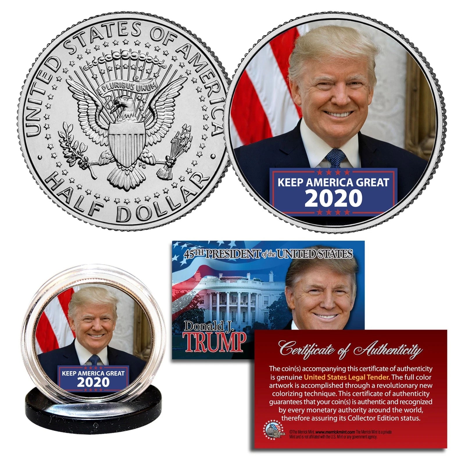 DONALD TRUMP Keep America Great 2020 Genuine JFK Kennedy Half Dollar U.S. Coin