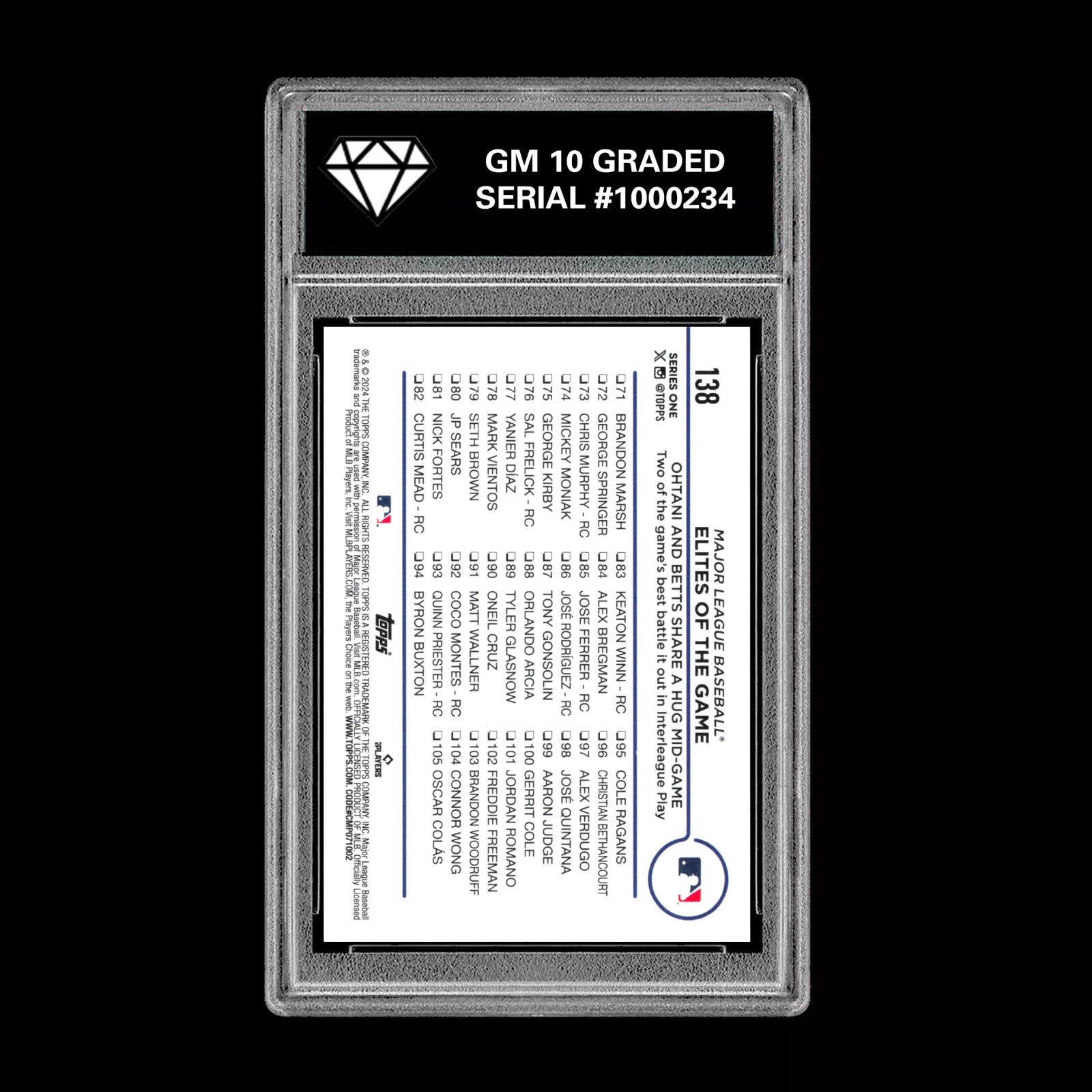 Graded 10 Shohei Ohtani Mookie Betts 2024 Topps #138 All Star Game Foil
