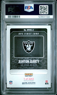 Graded 2025 Panini Ashton Jeanty #RPSFL2 RPS First Look RC Football Card PSA 10-2