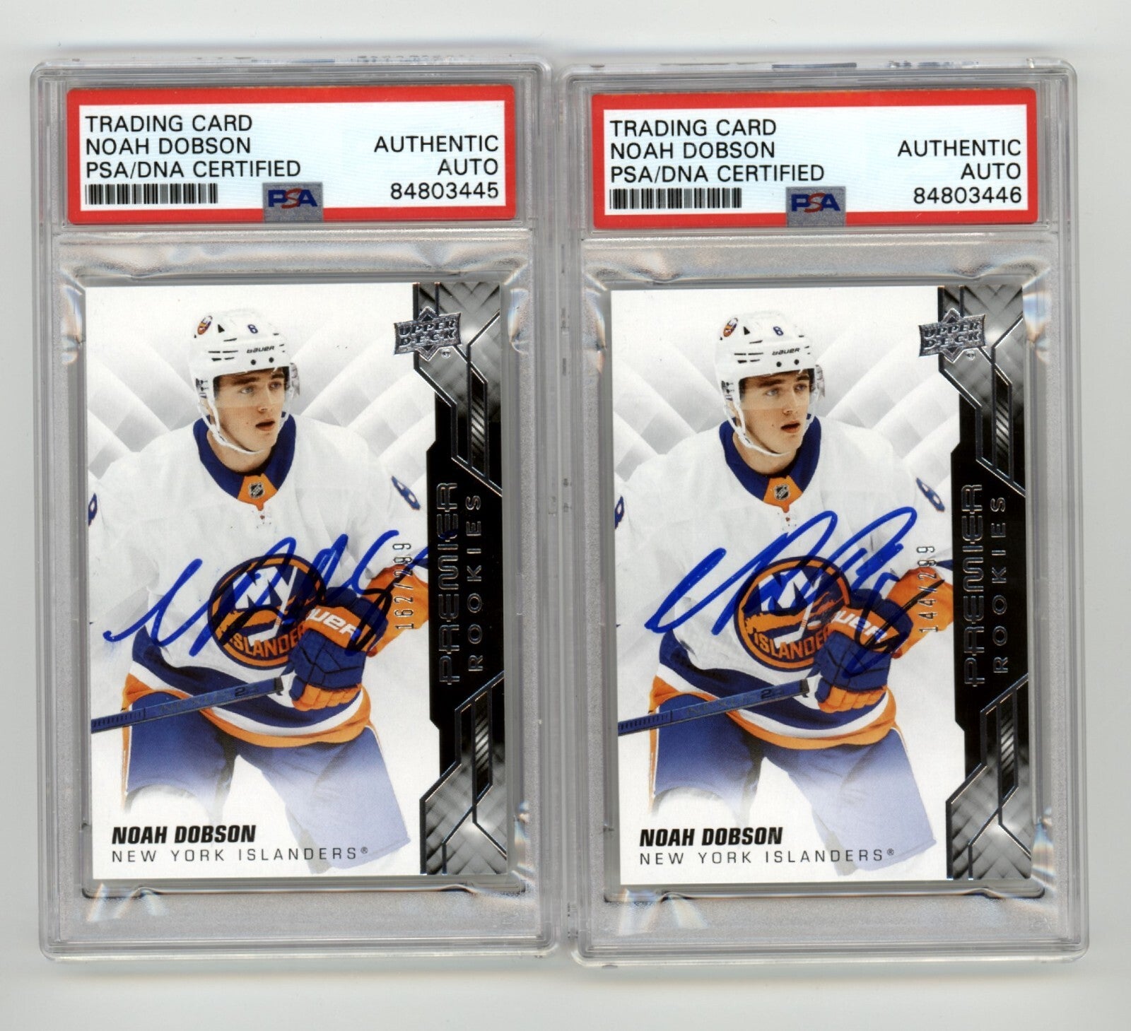 Noah Dobson 2019-20 Upper Deck Premier Rookie RC #/299 Signed PSA Auto-3