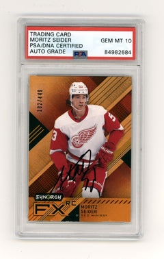 Moritz Seider 2021-22 Upper Deck Synergy FX Orange Rookie RC 102/449 PSA 10 Auto-1