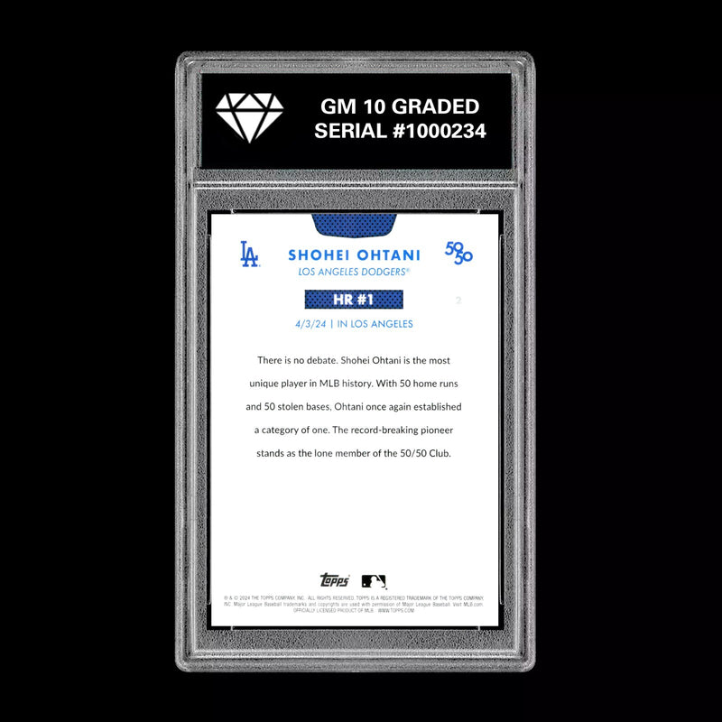 Graded 10 SHOHEI OHTANI HR #1 - 2024 Topps 50/50 Card #2 Dodgers MLB History-2