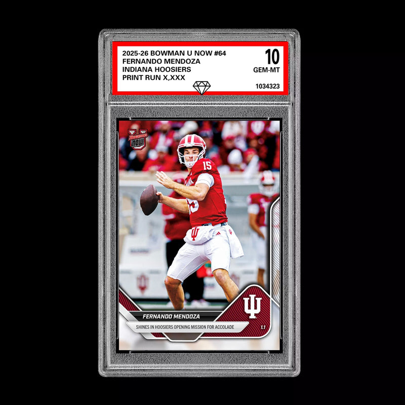 Graded 10 Fernando Mendoza 2025-26 Bowman U Now #64 Indiana Hoosiers RC Rookie-1