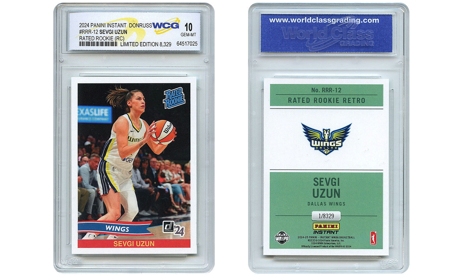 2024 Panini WNBA SEVGI UZUN Donruss Rated Rookie Card #RRR12 – GEM-MINT 10-1