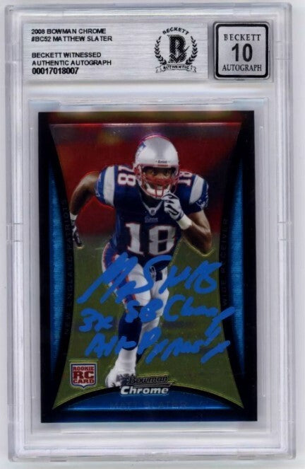 Matthew Slater 2008 Bowman Chrome Rookie RC Signed 2 Ins Beckett BAS BGS 10 Auto-1
