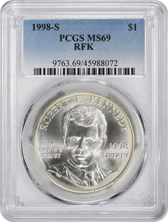 1998-S RFK Robert F Kenendy Silver Commemorative Dollar MS69 PCGS Mint State 69-1