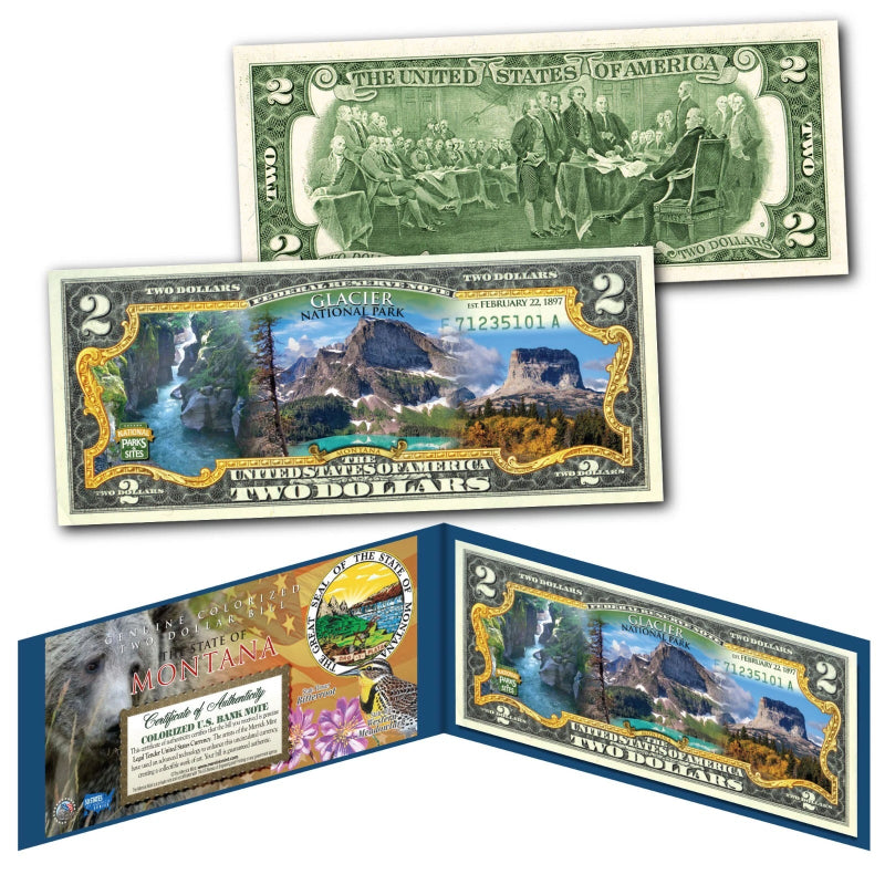 GLACIER NATIONAL PARK Montana Genuine Legal Tender $2 Bill-1