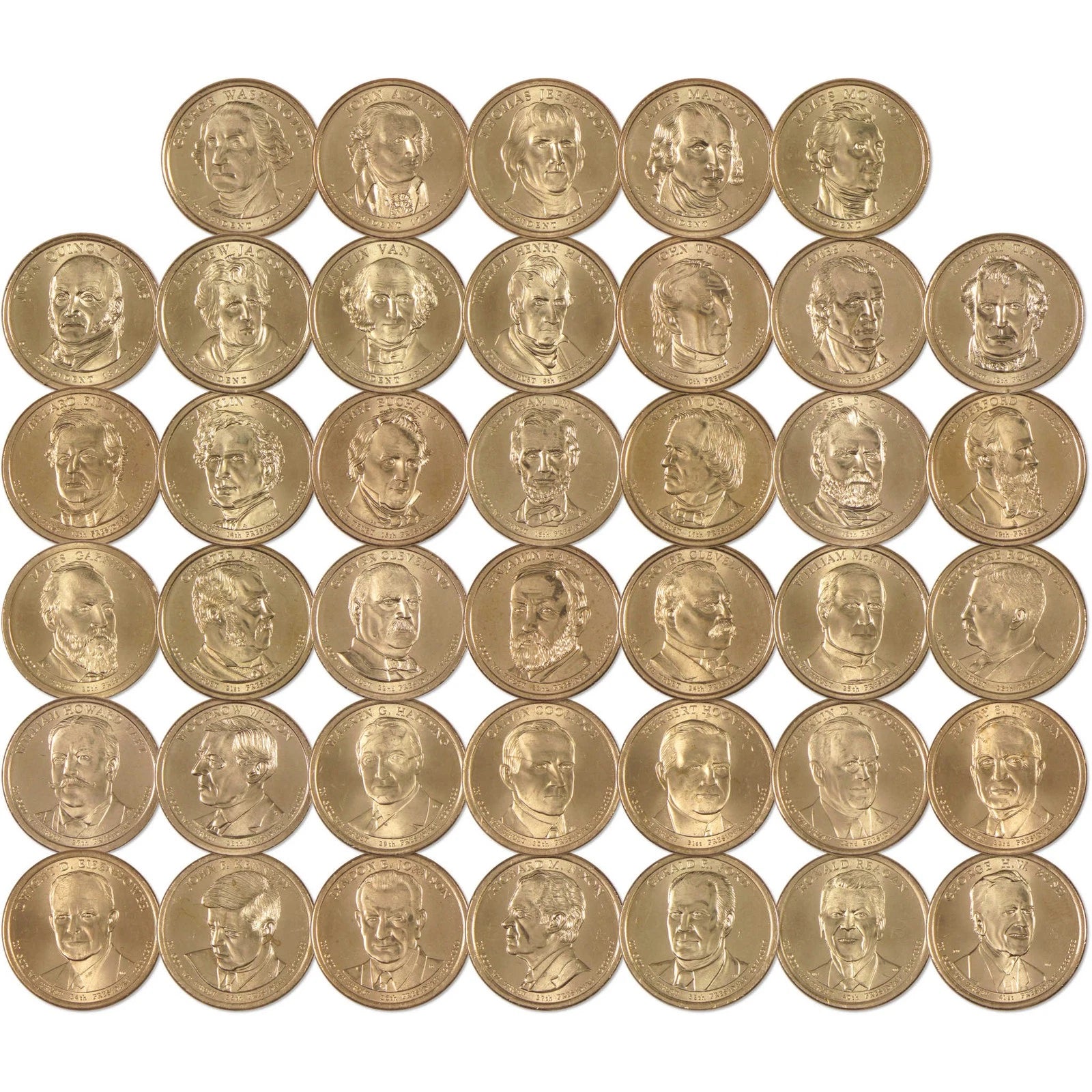 2007-2020 Presidential Dollar 40 Coin Complete Design Set Uncirculated-5