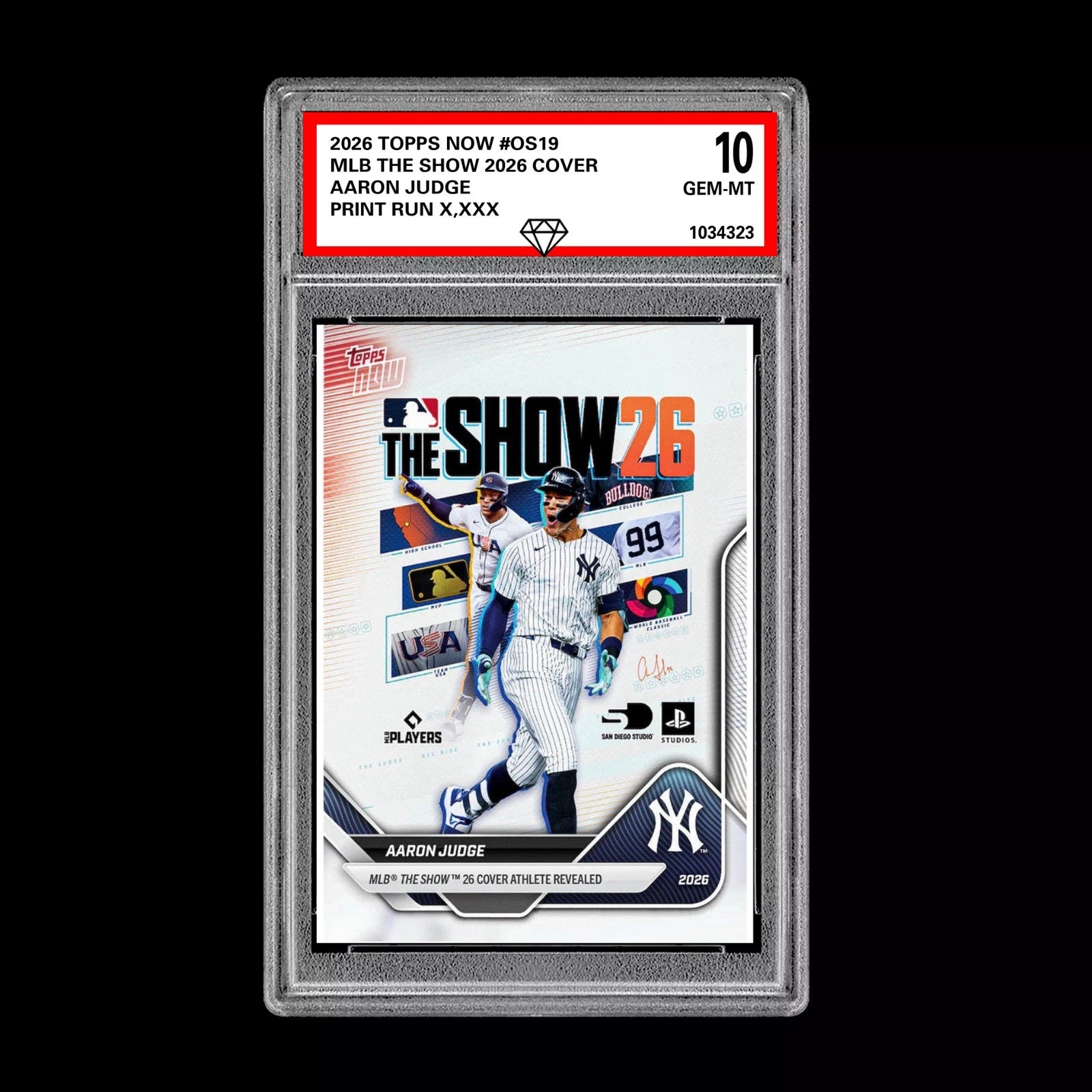 Graded 10 Aaron Judge #OS19 2026 Topps Now MLB The Show Cover Yankees