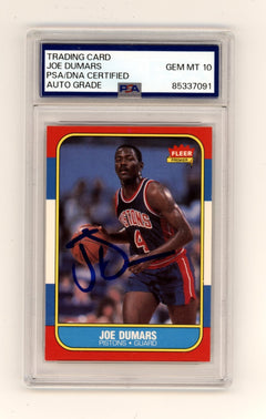 Joe Dumars 1986-87 Fleer #27 Signed Rookie RC PSA 10 Auto Detroit Pistons-1