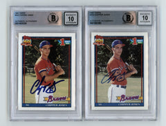 Chipper Jones 1991 Topps #333 Rookie RC Signed Beckett BGS 10 Auto Braves-1