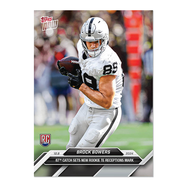 GM 10 GRADED Brock Bowers #15 RC Rookie Card 2024 Topps NOW NFL RAIDERS-3