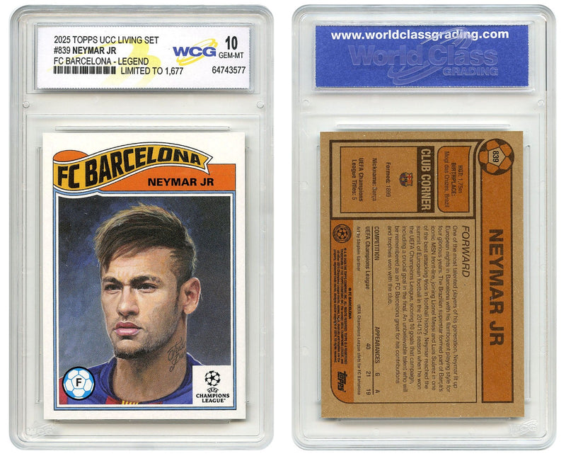 2025 Topps UCC Living NEYMAR JR Soccer FC Barcelona Legend Card #839 GEM-MINT 10-1