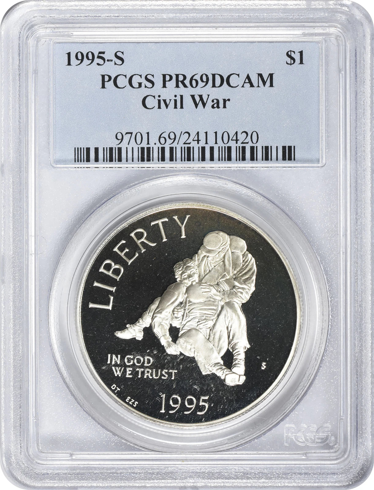 1995-S Civil War Silver Commemorative Dollar PR69DCAM PCGS Proof 69 Deep Cameo