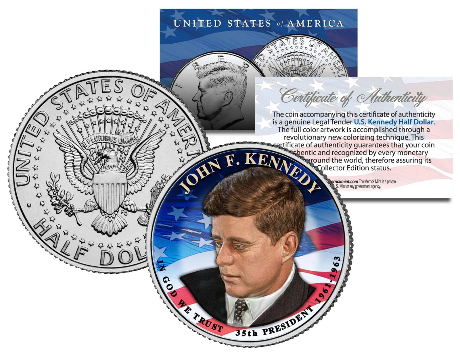 PRESIDENTIAL $1 JOHN F KENNEDY on Colorized 2015 JFK Half Dollar U.S. Coin-1