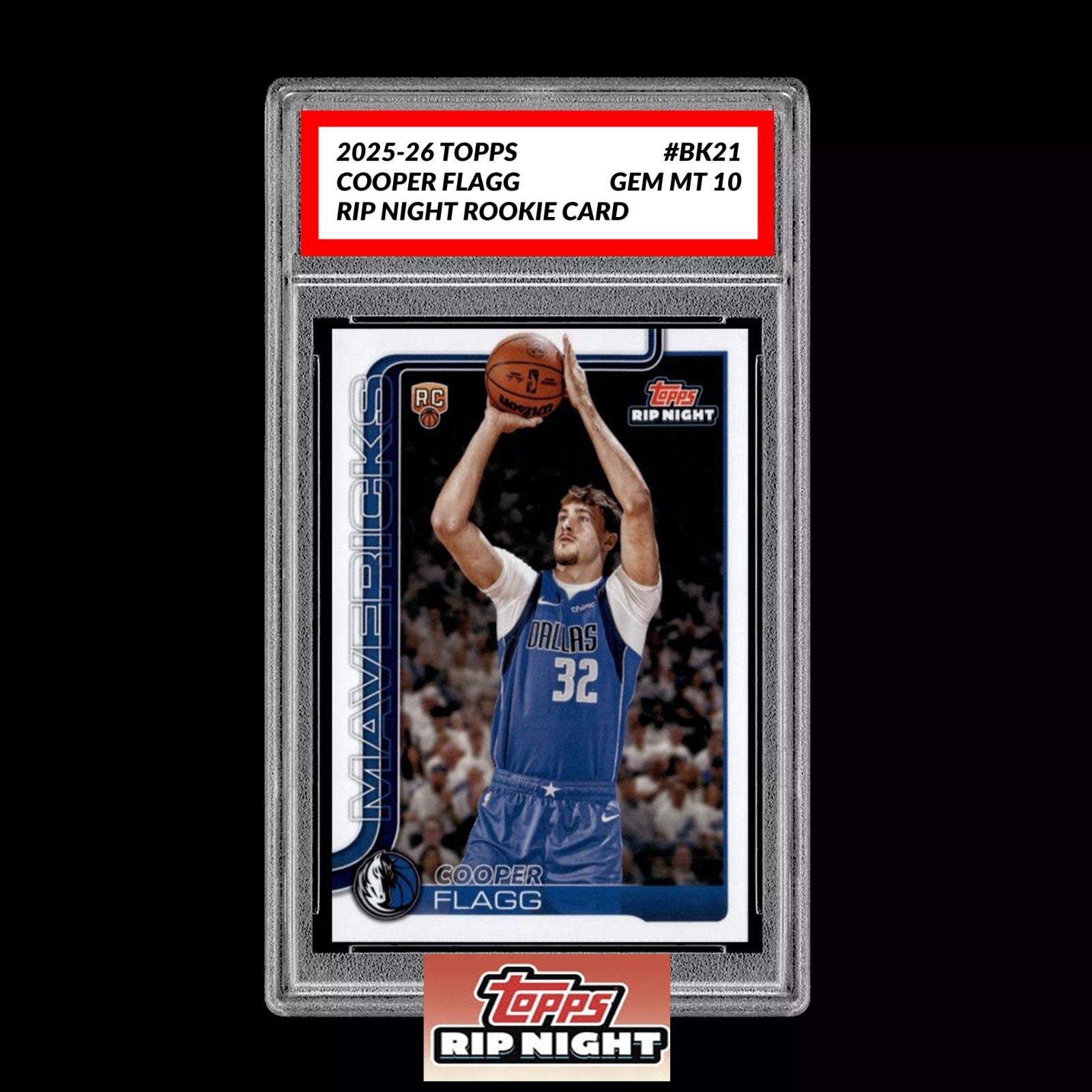Graded 10 Cooper Flagg Rookie RC #BK21 2025-26 Topps RIP NIGHT Basketball