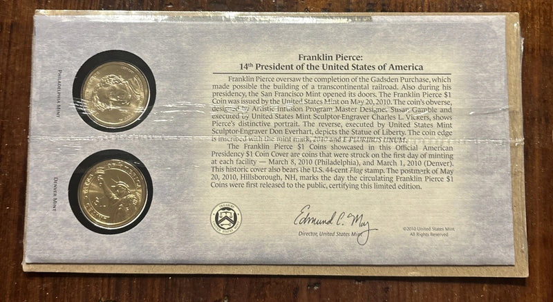 2010P&D Franklin Pierce Presidential Dollars - Sealed First Day Cover-3